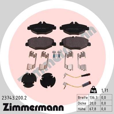 Zimmermann 23743.200.2 - Гальмівні колодки, дискові гальма autozip.com.ua