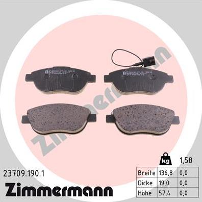 Zimmermann 23709.190.1 - Гальмівні колодки, дискові гальма autozip.com.ua