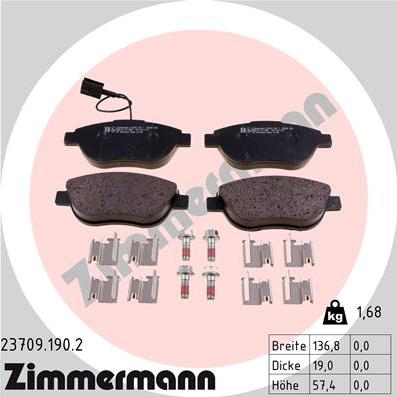 Zimmermann 23709.190.2 - Гальмівні колодки, дискові гальма autozip.com.ua