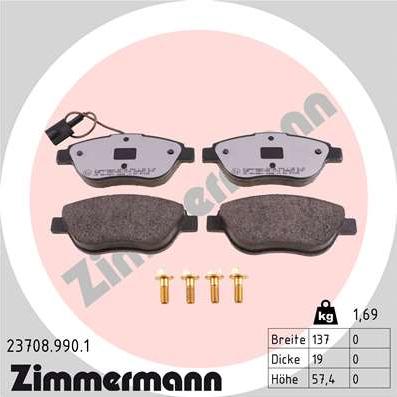 Zimmermann 23708.990.1 - Гальмівні колодки, дискові гальма autozip.com.ua