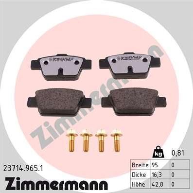 Zimmermann 23714.965.1 - Гальмівні колодки, дискові гальма autozip.com.ua