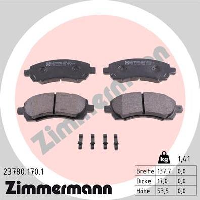 Zimmermann 23780.170.1 - Гальмівні колодки, дискові гальма autozip.com.ua