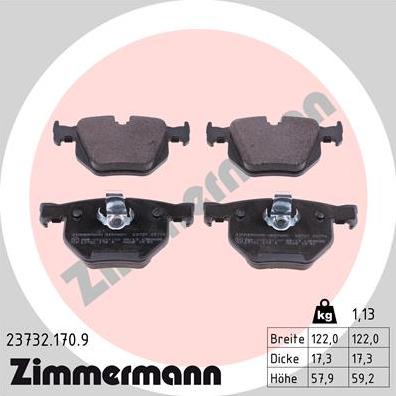 Zimmermann 23732.170.9 - Гальмівні колодки, дискові гальма autozip.com.ua