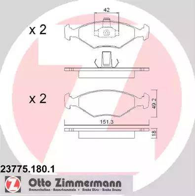 Zimmermann 23775.180.1 - Гальмівні колодки, дискові гальма autozip.com.ua