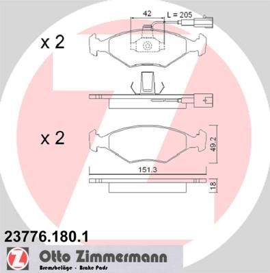 Zimmermann 23776.180.1 - Гальмівні колодки, дискові гальма autozip.com.ua