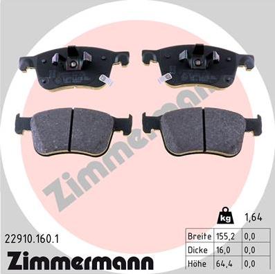 Zimmermann 22910.160.1 - Гальмівні колодки, дискові гальма autozip.com.ua
