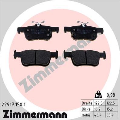 Zimmermann 22917.150.1 - Гальмівні колодки, дискові гальма autozip.com.ua