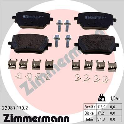 Zimmermann 22987.170.2 - Гальмівні колодки, дискові гальма autozip.com.ua