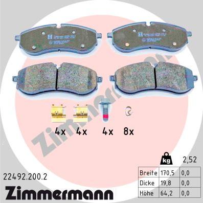 Zimmermann 22492.200.2 - Гальмівні колодки, дискові гальма autozip.com.ua