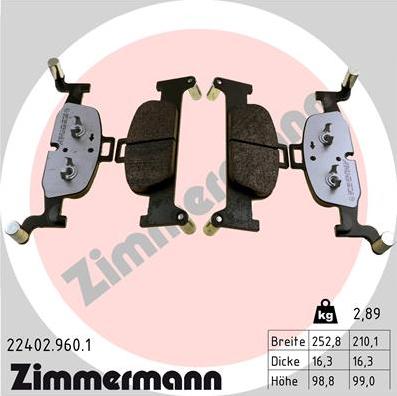 Zimmermann 22402.960.1 - Гальмівні колодки, дискові гальма autozip.com.ua