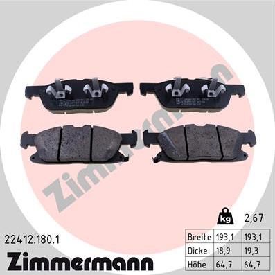Zimmermann 22412.180.1 - Гальмівні колодки, дискові гальма autozip.com.ua