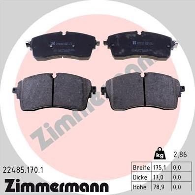 Zimmermann 22485.170.1 - Гальмівні колодки, дискові гальма autozip.com.ua