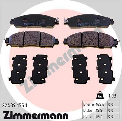 Zimmermann 22439.155.1 - Гальмівні колодки, дискові гальма autozip.com.ua