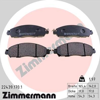Zimmermann 22439.170.1 - Гальмівні колодки, дискові гальма autozip.com.ua