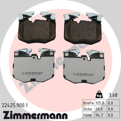 Zimmermann 22425.900.1 - Гальмівні колодки, дискові гальма autozip.com.ua