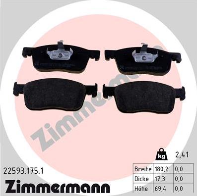 Zimmermann 22593.175.1 - Гальмівні колодки, дискові гальма autozip.com.ua