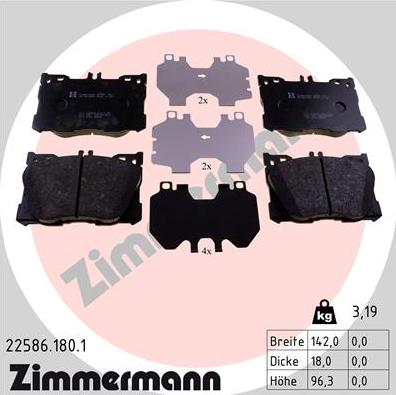 Zimmermann 22586.180.1 - Гальмівні колодки, дискові гальма autozip.com.ua