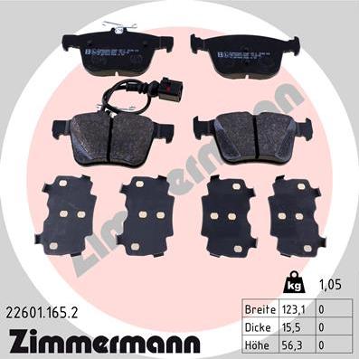 Zimmermann 22601.165.2 - Гальмівні колодки, дискові гальма autozip.com.ua