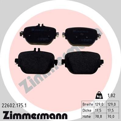 Zimmermann 22602.175.1 - Гальмівні колодки, дискові гальма autozip.com.ua