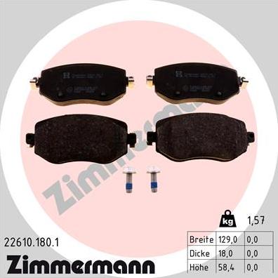 Zimmermann 22610.180.1 - Гальмівні колодки, дискові гальма autozip.com.ua