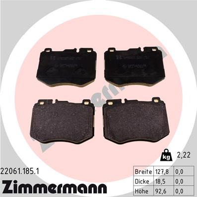 Zimmermann 22061.185.1 - Гальмівні колодки, дискові гальма autozip.com.ua