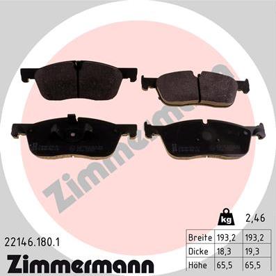 Zimmermann 22146.180.1 - Гальмівні колодки, дискові гальма autozip.com.ua