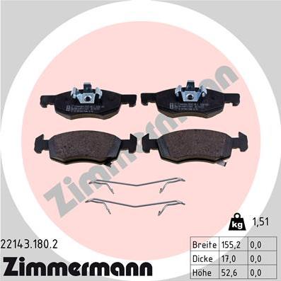 Zimmermann 22143.180.2 - Гальмівні колодки, дискові гальма autozip.com.ua