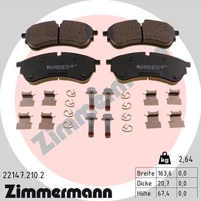 Zimmermann 22147.210.2 - Гальмівні колодки, дискові гальма autozip.com.ua