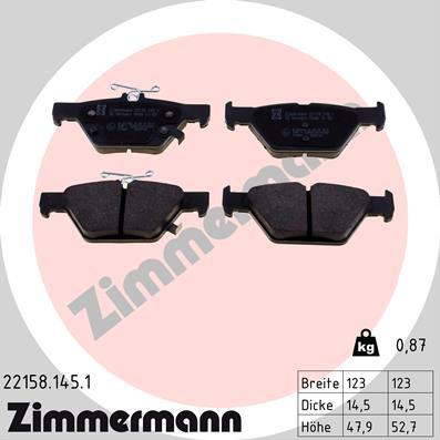 Zimmermann 22158.145.1 - Гальмівні колодки, дискові гальма autozip.com.ua
