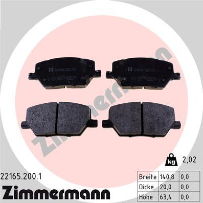 Zimmermann 22165.200.1 - Гальмівні колодки, дискові гальма autozip.com.ua