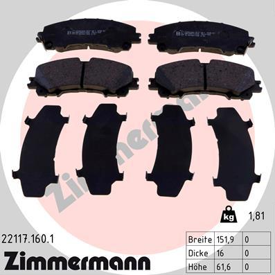 Zimmermann 22117.160.1 - Гальмівні колодки, дискові гальма autozip.com.ua