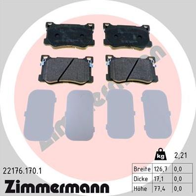 Zimmermann 22176.170.1 - Гальмівні колодки, дискові гальма autozip.com.ua