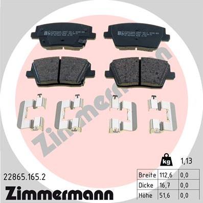 Zimmermann 22865.165.2 - Гальмівні колодки, дискові гальма autozip.com.ua