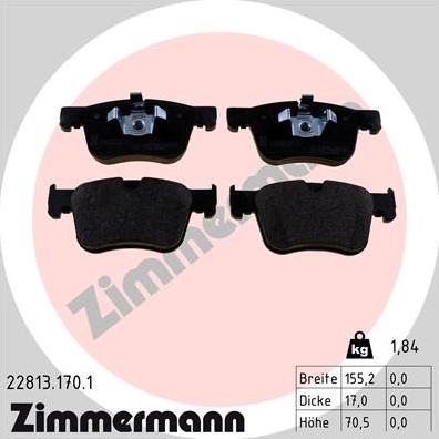 Zimmermann 22813.170.1 - Гальмівні колодки, дискові гальма autozip.com.ua