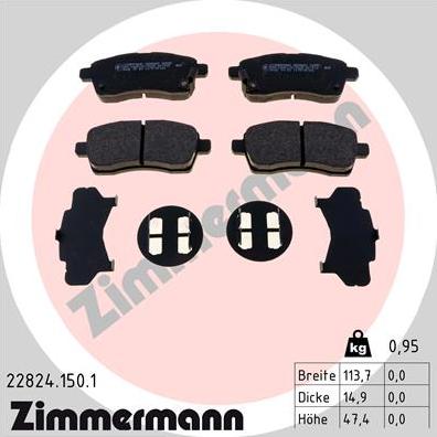 Zimmermann 22824.150.1 - Гальмівні колодки, дискові гальма autozip.com.ua