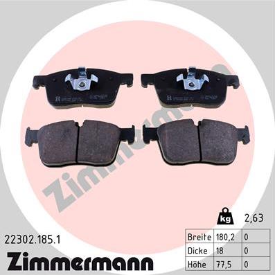 Zimmermann 22302.185.1 - Гальмівні колодки, дискові гальма autozip.com.ua