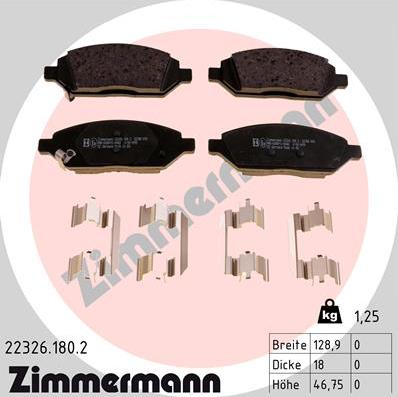 Zimmermann 22326.180.2 - Гальмівні колодки, дискові гальма autozip.com.ua