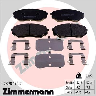 Zimmermann 22378.170.2 - Гальмівні колодки, дискові гальма autozip.com.ua