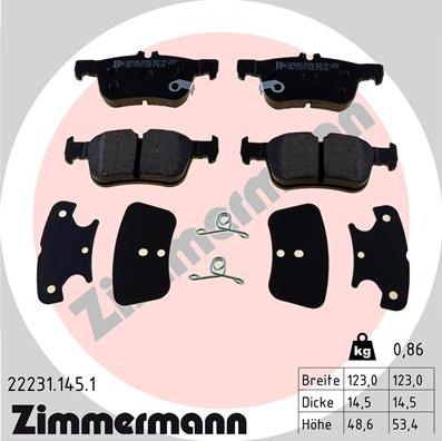 Zimmermann 22231.145.1 - Гальмівні колодки, дискові гальма autozip.com.ua