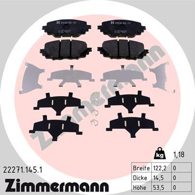 Zimmermann 22271.145.1 - Гальмівні колодки, дискові гальма autozip.com.ua