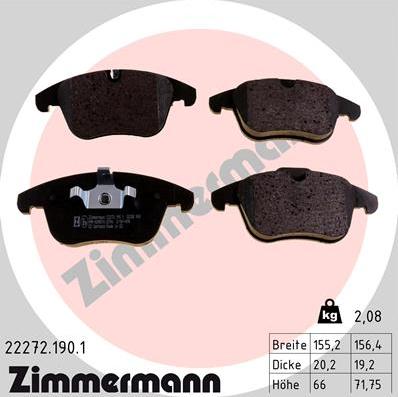 Zimmermann 22272.190.1 - Гальмівні колодки, дискові гальма autozip.com.ua