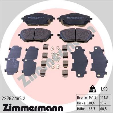 Zimmermann 22782.185.2 - Гальмівні колодки, дискові гальма autozip.com.ua
