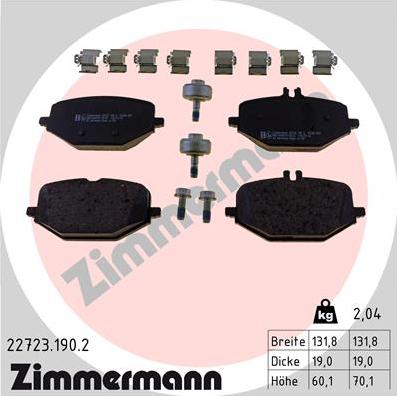Zimmermann 22723.190.2 - Гальмівні колодки, дискові гальма autozip.com.ua