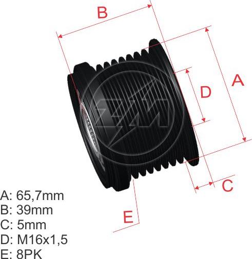 ZM ZM 96.001.09 - Ремінний шків, генератор autozip.com.ua