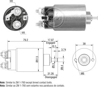 ZM ZM-760 - Тягове реле, стартер autozip.com.ua