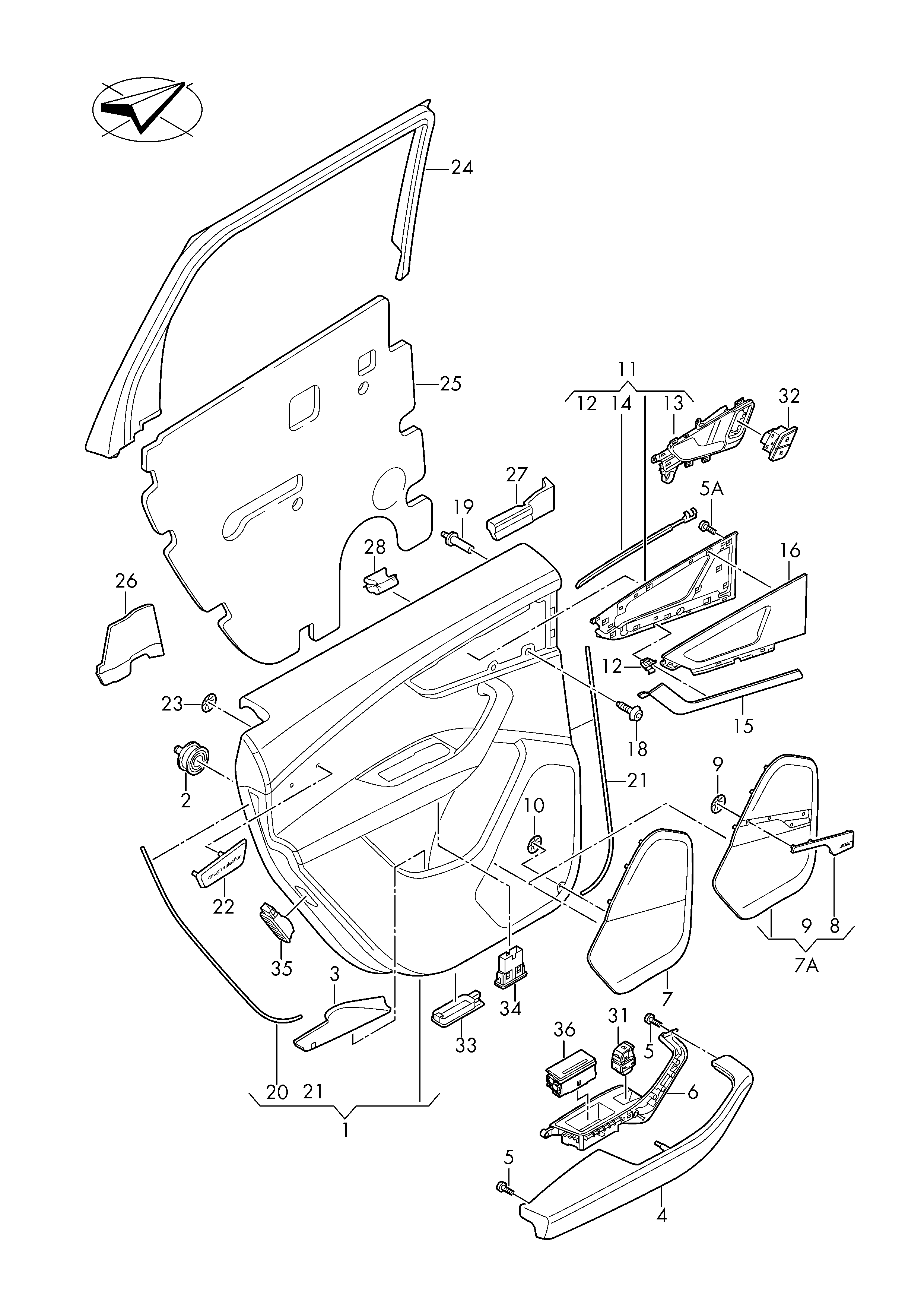 VAG 4M0868093C - Trim panel support with door inner actuator autozip.com.ua
