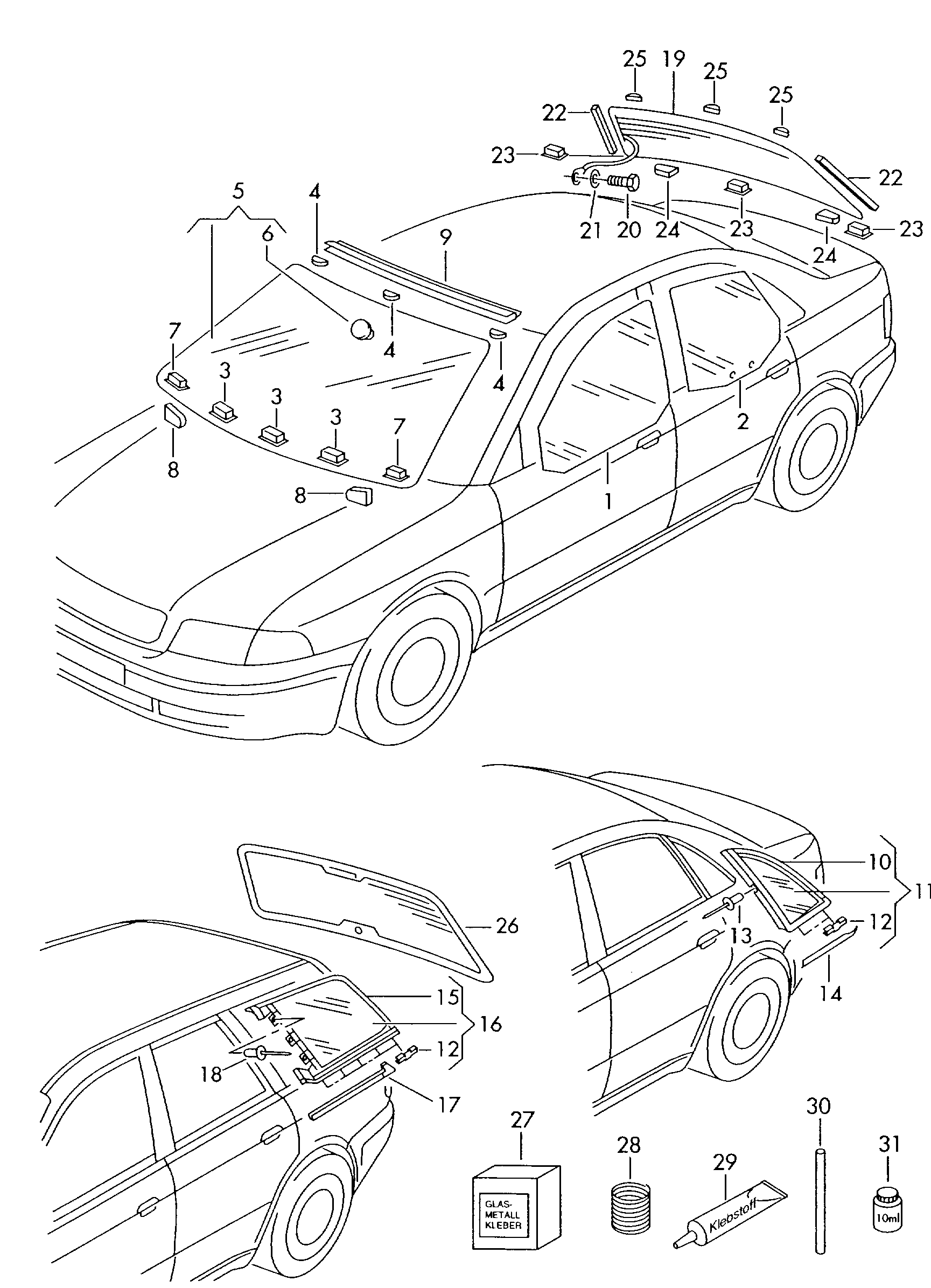 VAG 8D9845501K - Заднє скло autozip.com.ua