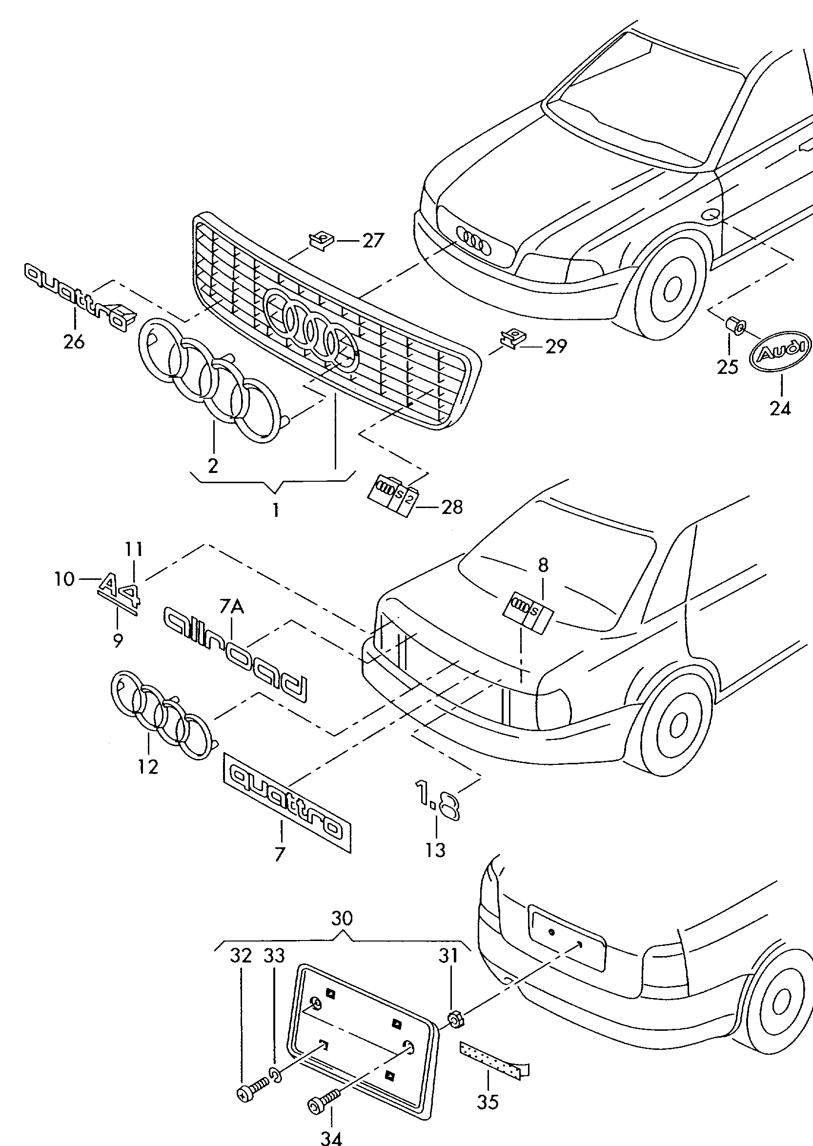 VAG 4B0853651F - Решітка радіатора autozip.com.ua