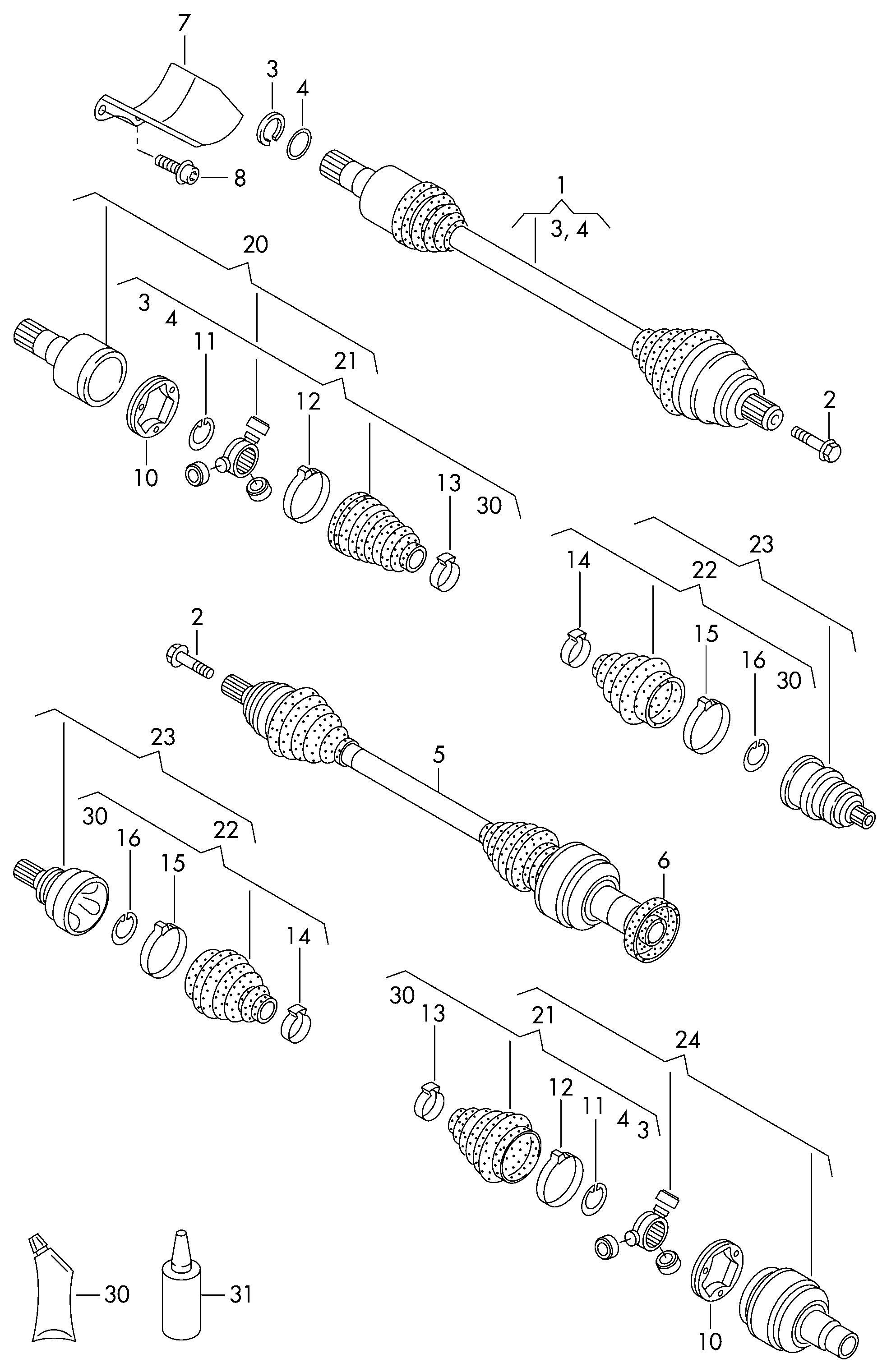 VAG 5N0 498 099B - Шарнірний комплект, ШРУС, приводний вал autozip.com.ua