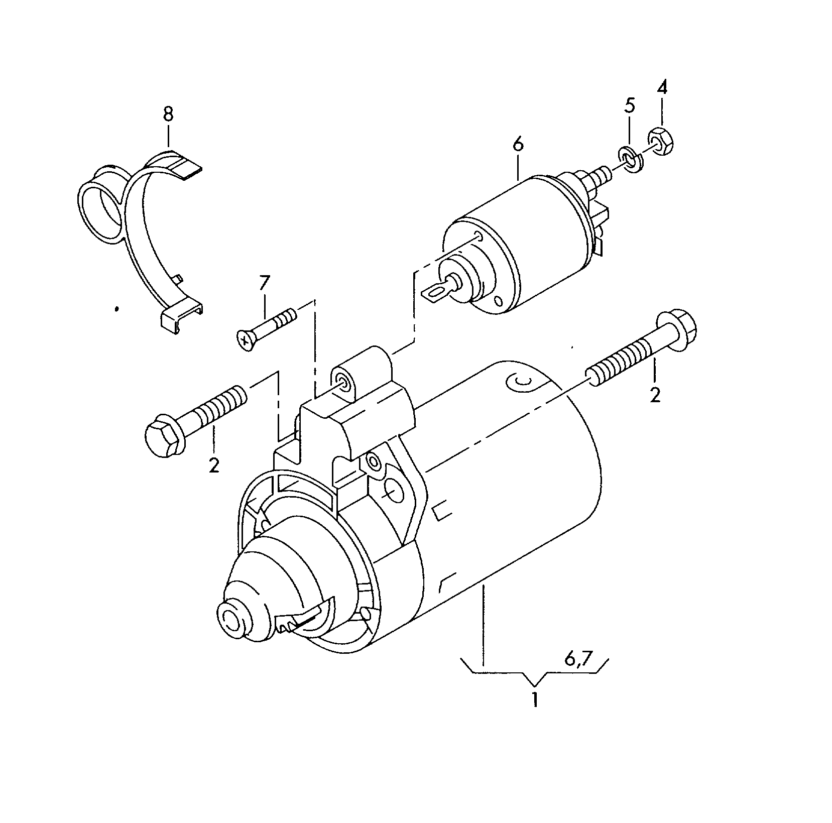 Seat 02Z911287A - Тягове реле, стартер autozip.com.ua